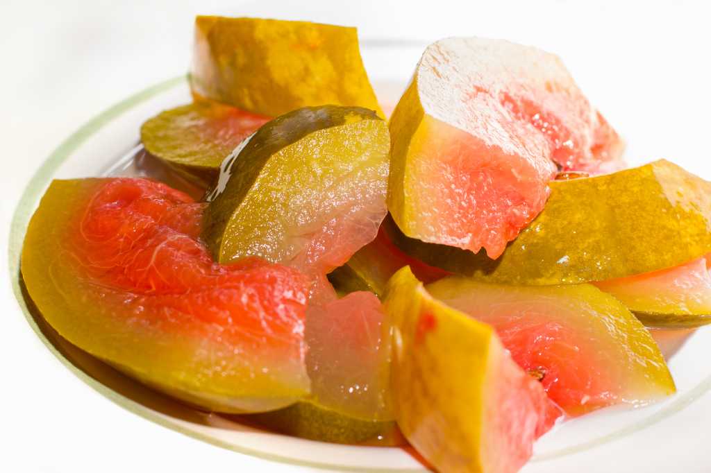 marinated slices of watermelon in the table